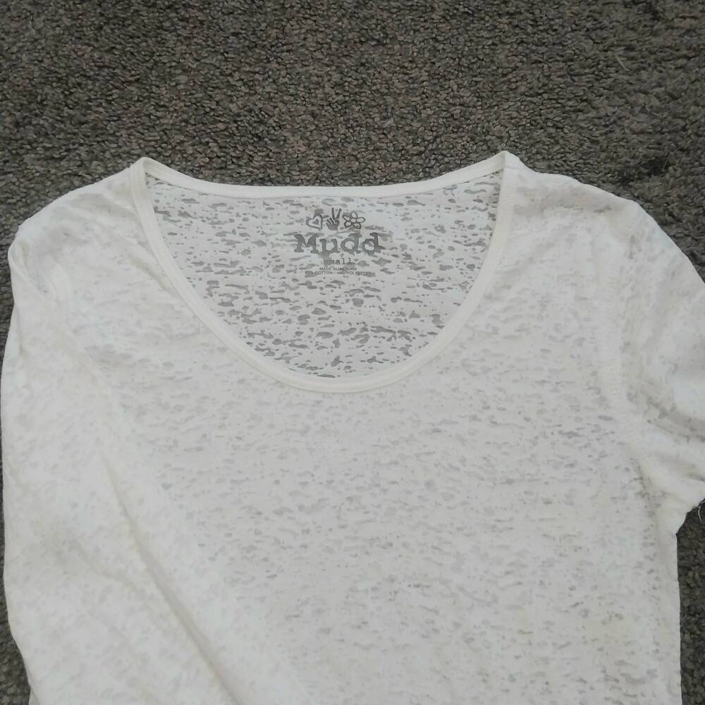Mudd Top Womens Size Small White Lace Crew Neck Long Sleeve Feminine Romantic
